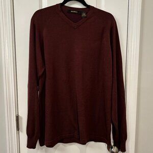 Bachrach Large (L) Burgundy Silk/Nylon V-Neck Sweater